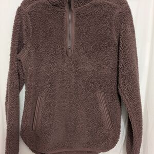 Halcyon Brown Sherpa Quarter Zip Pullover S